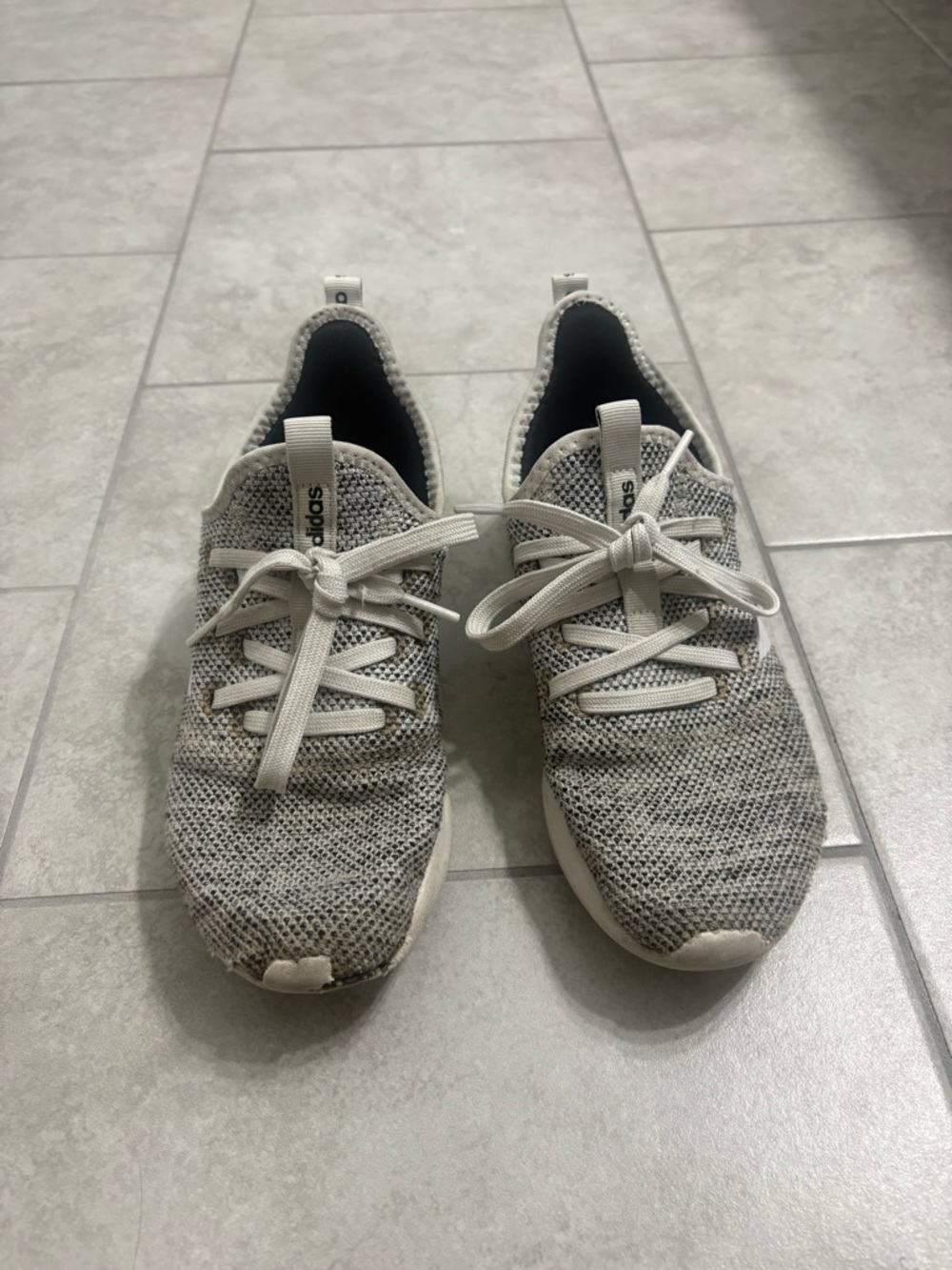 adidas Light Gray Knit Lace-Up Sneakers